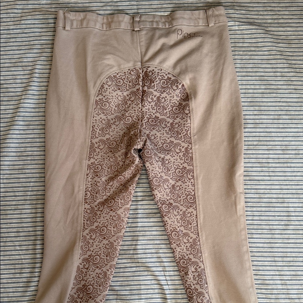 Piper by SmartPak Breeches Tan Paisley Silicone Grip Full Seat Riding Pants - Picture 13 of 16